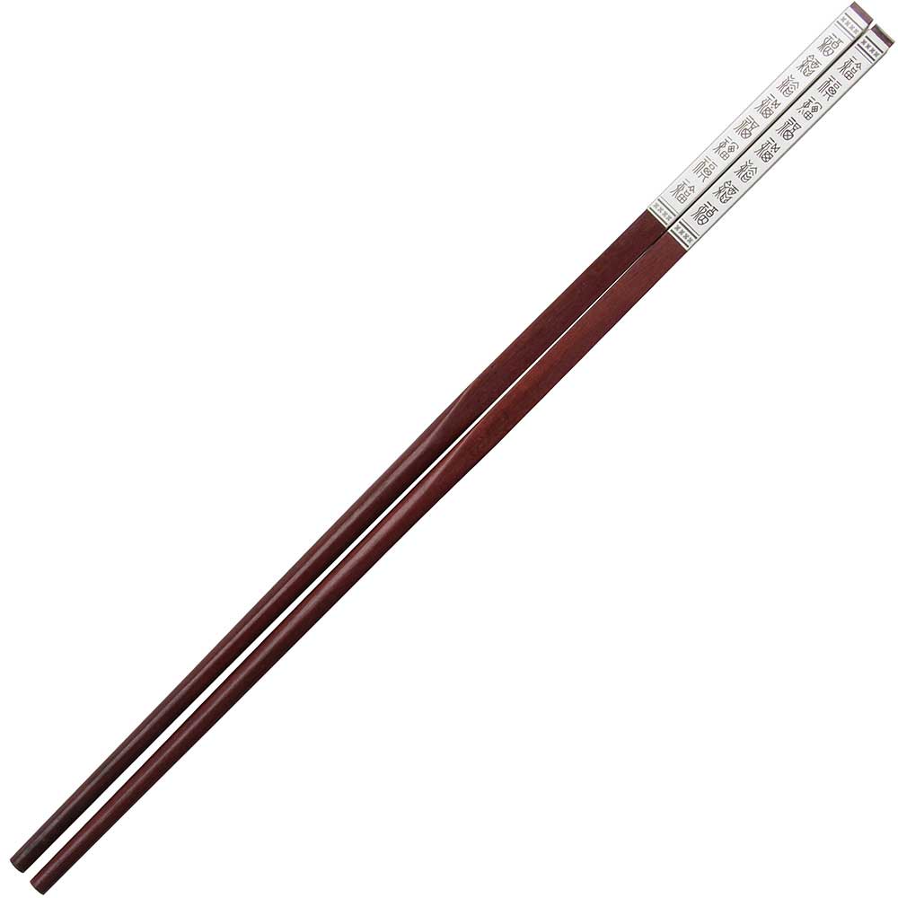 Luxury Chinese Silver Characters Sandalwood Chopsticks