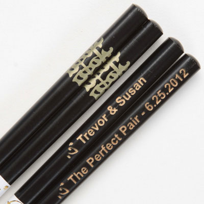 Black Double Happiness Engraved Personalized Chopsticks