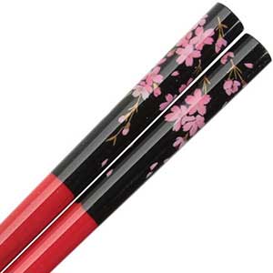 Cherry Blossoms on Red Japanese Style Chopsticks