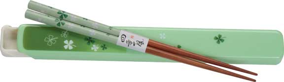 Green with Flowers Matching Japanese Style Chopsticks and Box Set