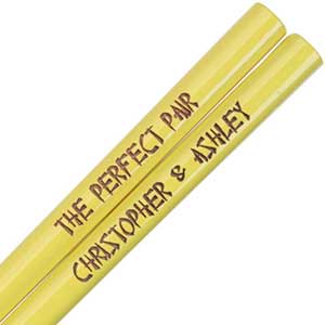 Yellow Engraved Personalized Chopsticks
