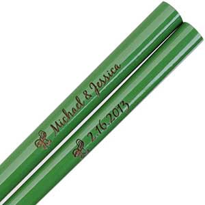 Olive Green Engraved Personalized Chopsticks