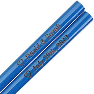 Blue Engraved Personalized Chopsticks