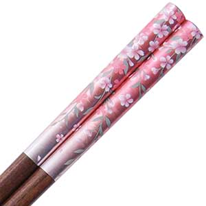 Sakura Pink Silver on Natural Wood Chopsticks
