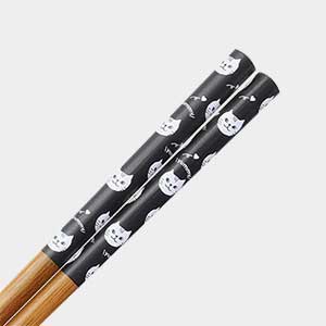 Yummy Cat Black Bamboo Chopsticks