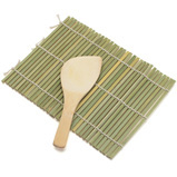 Hand Roll Sushi Mat and Rice Paddle Set (Temaki)
