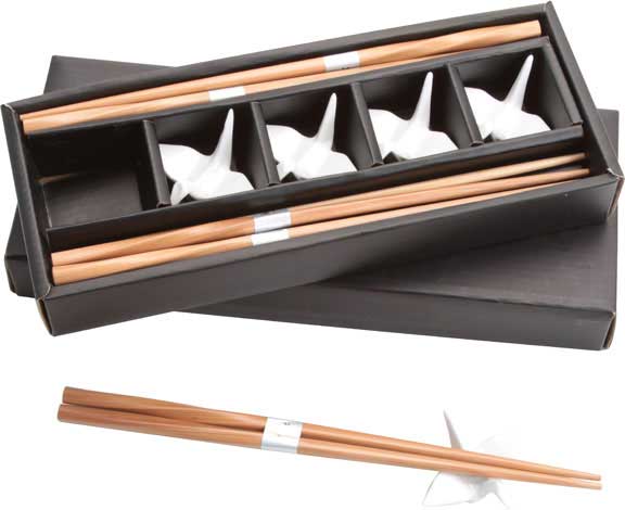 Chopstick and White Crane Rests Set