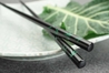 Bamboo Green Leaves Design on Black Japanese Style Chopsticks
