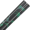 Bamboo Green Leaves Design on Black Japanese Style Chopsticks