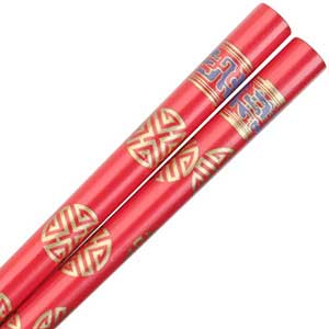 Chinese Gold Symbols on Red Chopsticks