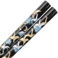 Cranes of Gold and Silver on Black Japanese Style Chopsticks