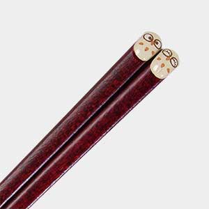 Dark Red Wood with Owls Japanese Chopsticks