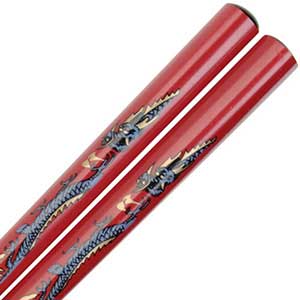 Dragon on Red Japanese Style Chopsticks