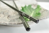 Dragonflies Silver Red on Olive Green Japanese Style Chopsticks