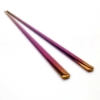Flat Korean Stainless Steel Chopsticks Iridescent Purple Gold - 10209