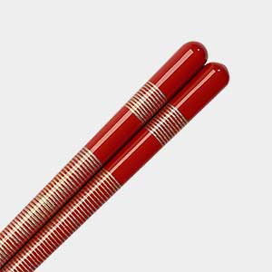 Gold Bands on Red Wakasa Chopsticks