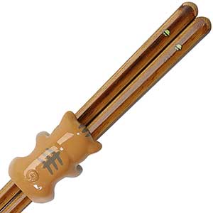  Kids Wood Chopsticks with Cat Rest