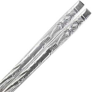Korean Stainless Steel Chopsticks Embossed Bamboo