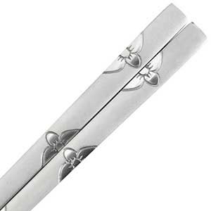 Korean Stainless Steel Chopsticks with Brushed Flowers Design