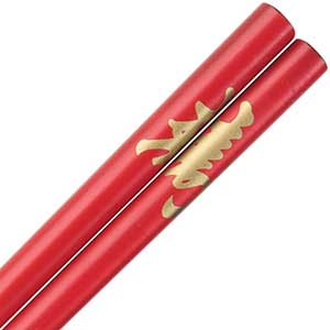 Kotobuki Longevity Kanji on Red Japanese Style Chopsticks