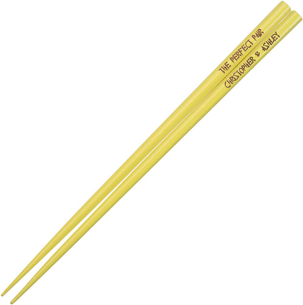 Yellow Engraved Personalized Chopsticks