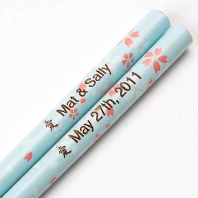 Floral Light Blue Engraved Chopsticks