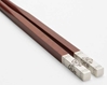 Luxury Chinese Chopsticks Double Happiness Silver and Sandalwood