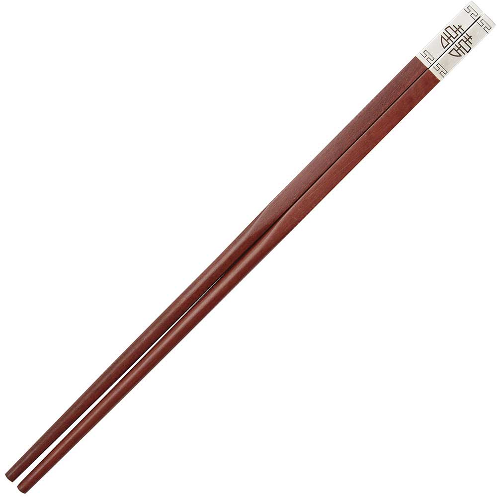 Luxury Chinese Chopsticks Double Happiness Silver and Sandalwood