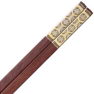 Luxury Chinese Chopsticks Gold Double Happiness and Sandalwood