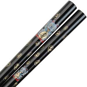 Maneki Neko Lucky Cat on Black Japanese Style Chopsticks