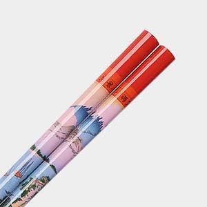 Mt Fuji Ukiyo-e Chopsticks Red