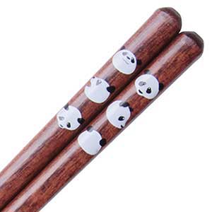 Panda Faces on Natural Wood Chopsticks
