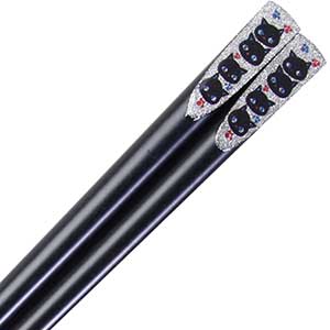 Party Cats Black Wood Japanese Chopsticks 