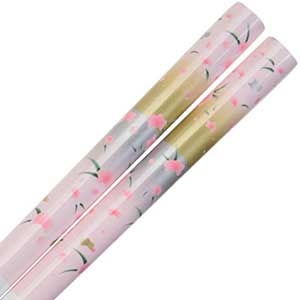 Pink Floral Pattern on White Japanese Style Wedding Chopsticks