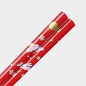 Red Sakura Rabbit Moon Chopsticks