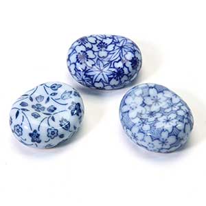 Round Chopstick Rest Assorted Traditional Blue Floral Patterns