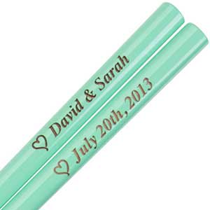 Sea Green Engraved Personalized Chopsticks