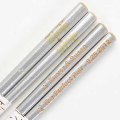 Silver Double Happiness Engraved Personalized Chopsticks