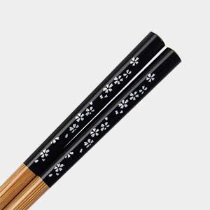 Silver Sakura Bamboo Japanese Chopsticks