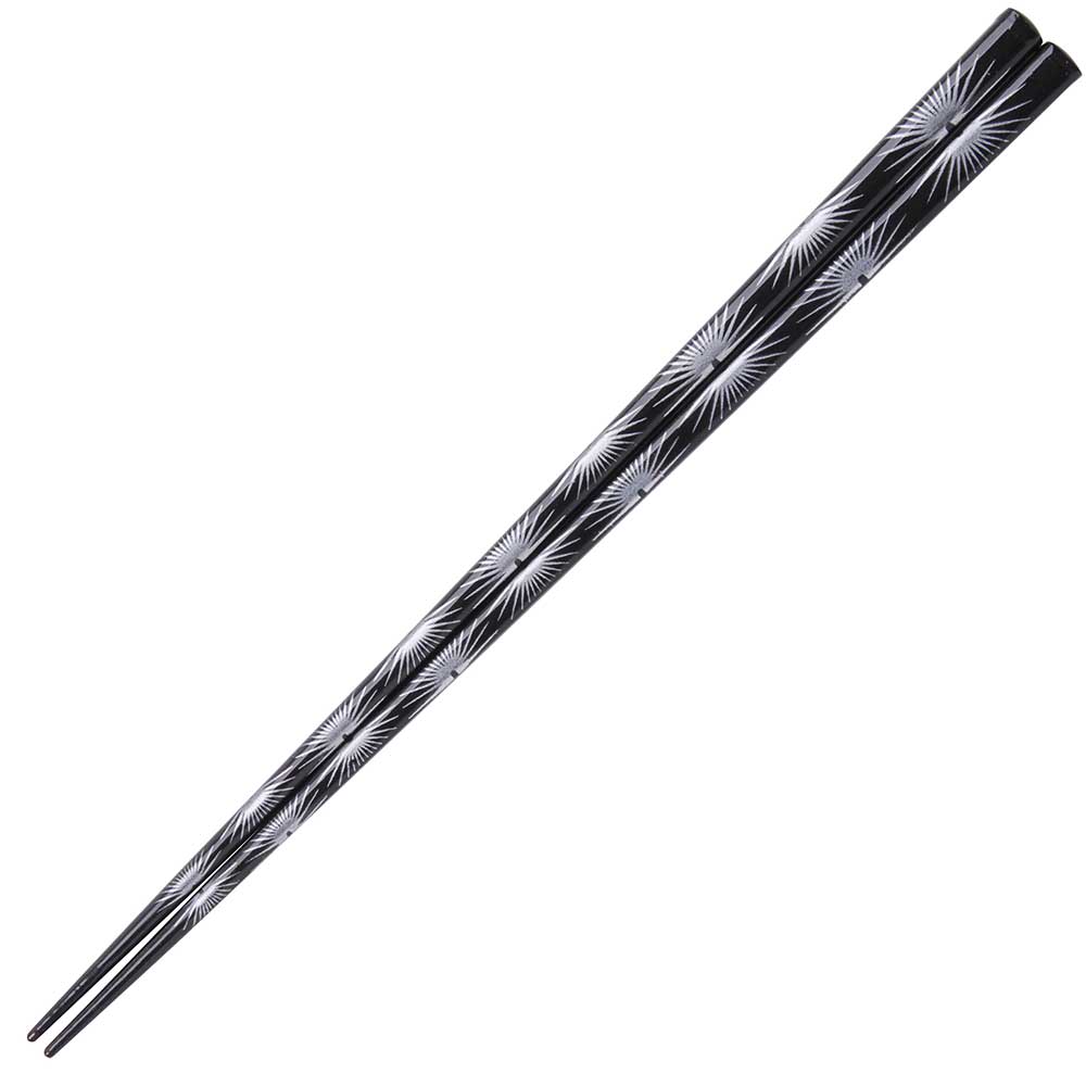 Silver Starburst Design Black Japanese Chopsticks