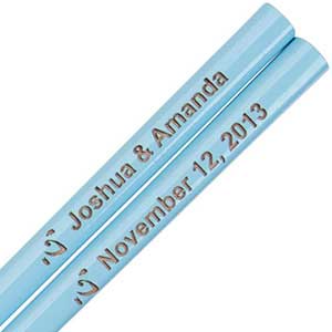 Sky Blue Engraved Personalized Chopsticks