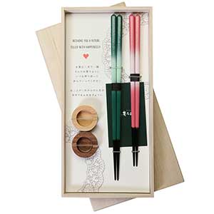 Sparkling Flowers Happy Wedding Chopsticks Gift Set