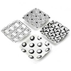  Square Sauce Plate Set of 4 - Black and White