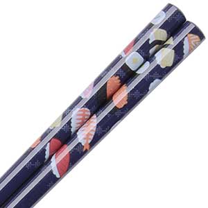 Sushi on Blue Japanese Chopsticks