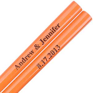Orange Engraved Personalized Chopsticks