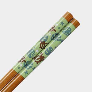 Turtles on Green Bamboo Chopsticks