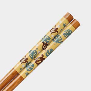 Turtles on Orange Bamboo Chopsticks
