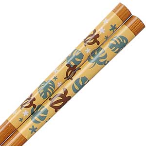 Turtles on Orange Kids Bamboo Chopsticks