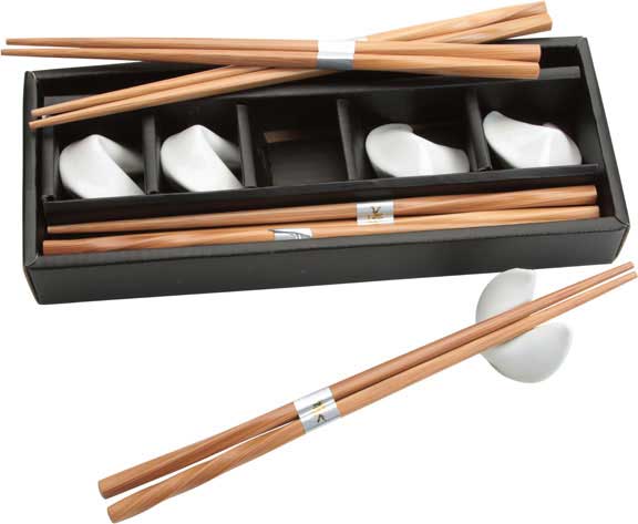 Chopsticks and White Cookie Rests Set