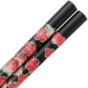 Washi Paper Wrapped Chopsticks Black with Antique Plum